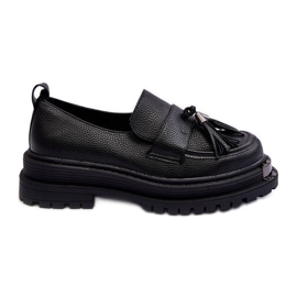 PS1 Mocassins en cuir à plateforme et talon plat, Noir Jorne le noir