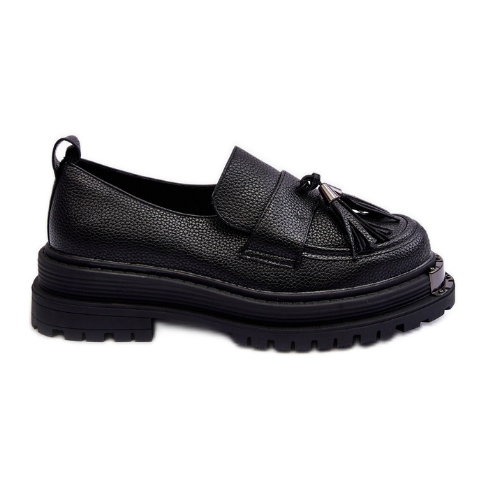 PS1 Mocassins en cuir à plateforme et talon plat, Noir Jorne le noir