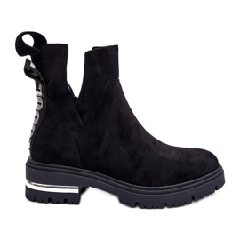 Bottines Plates En Daim Avec Découpes, Noir Lamedella
