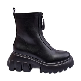 Bottines Kusma noires sur plateforme massive avec fermeture éclair