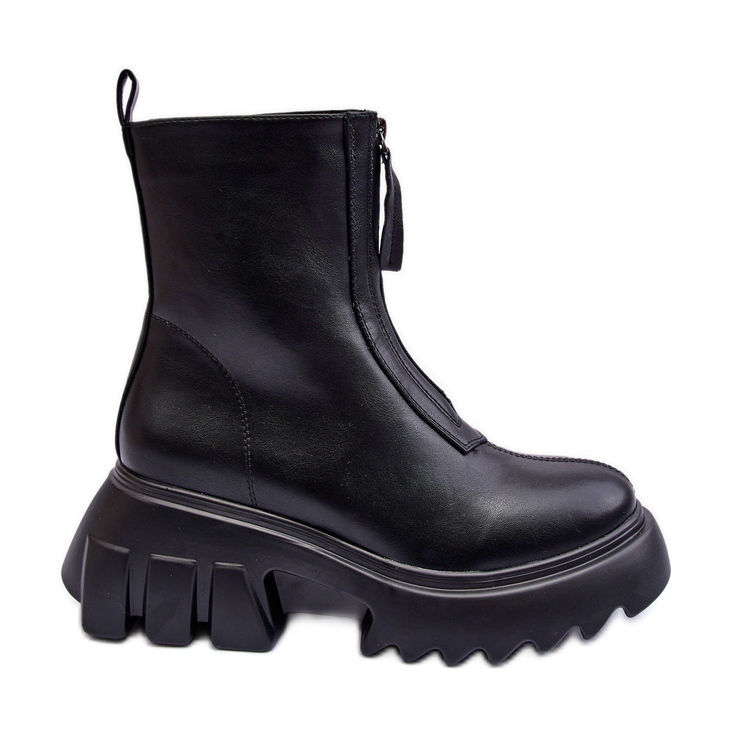 Bottines Kusma noires sur plateforme massive avec fermeture éclair le noir Bottines Kusma noires sur plateforme massive avec fermeture éclair le noir