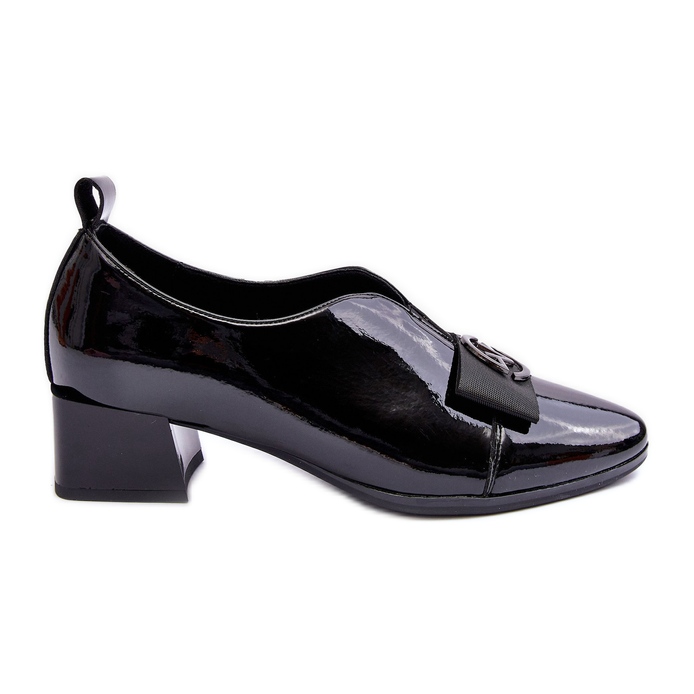 Vinceza Chaussures à talons laquées avec décoration, noir Elosa le noir