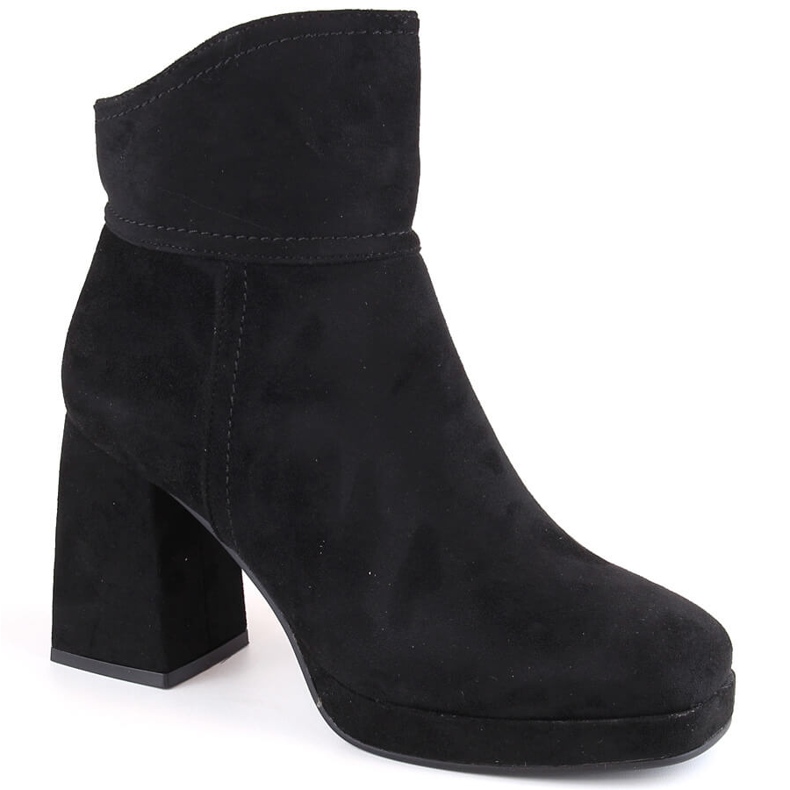 M.Daszyński Bottes pour femmes, fourrure en daim isolée de noir le noir