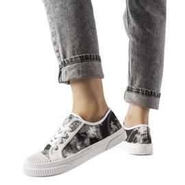 Baskets délavées Clavet noires blanc