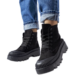 Inna Baskets montantes en éco-daim noires Aida