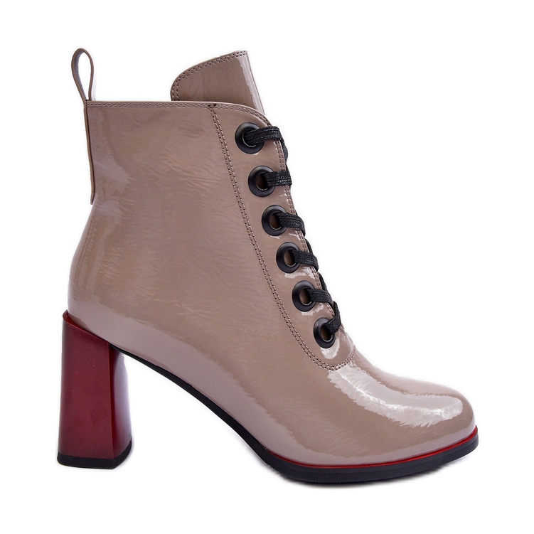 Bottines à Lacets Vernies S.Barski MR870-15 Beige Foncé Bottines à Lacets Vernies S.Barski MR870-15 Beige Foncé