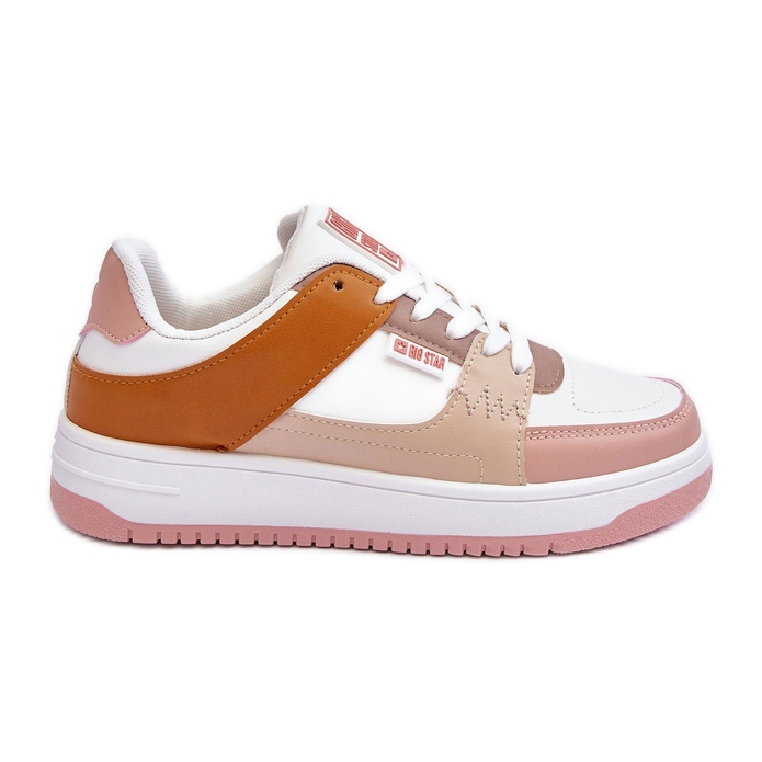 Chaussures de sport pour femmes, baskets Big Star MM274355 marron et rose blanche