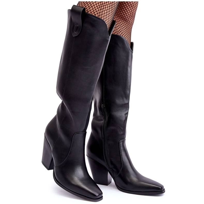 Bottes de cowboy en cuir à talon haut, Solera noire le noir