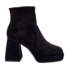 FJ1 Bottines en daim Abnous noires à talons épais le noir