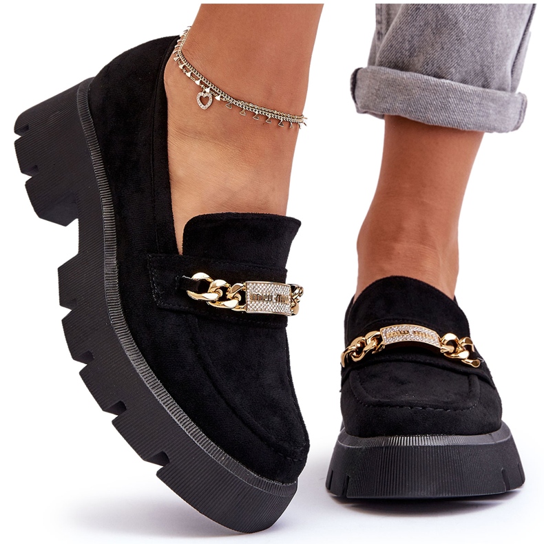 Seastar Mocassins classiques en daim sur plateforme massive, noir le noir