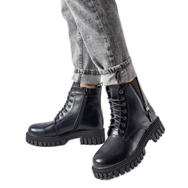 Bottines à lacets noires avec strass Latsch