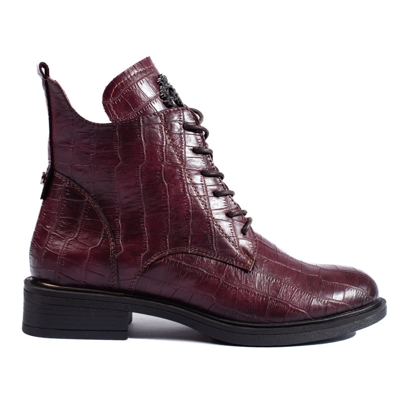 Bottes de travail isolées à lacets bordeaux de Vinceza rouge
