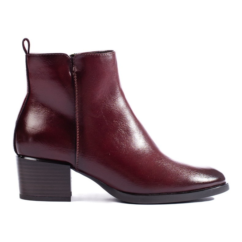 Bottines bordeaux avec un talon haut confortable de Vinceza rouge