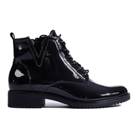 Bottines à lacets noires vernies Vinceza