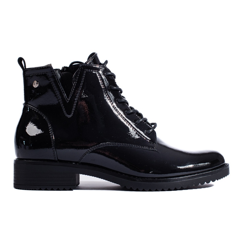 Bottines à lacets noires vernies Vinceza le noir