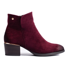 Bottines en daim bordeaux de Vinceza rouge