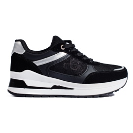 Baskets femme noires avec empiècement Shelovet blanc le noir