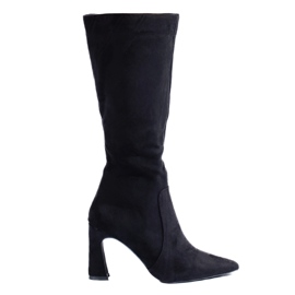 Bottines à talons femme en daim noir Shelovet le noir