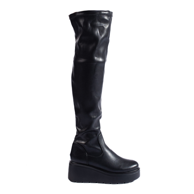 Mousquetaires en éco-cuir noir sur la plateforme Shelovet le noir Mousquetaires en éco-cuir noir sur la plateforme Shelovet le noir