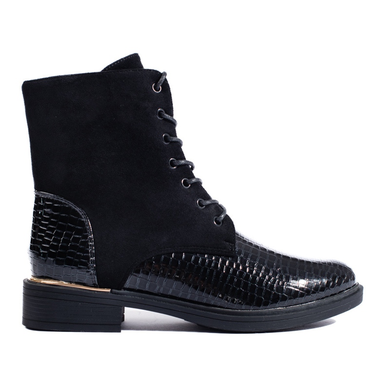 Bottines workwear à lacets Shelovet noires pour femme le noir