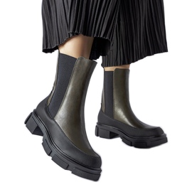 Bottines à enfiler vertes et noires par Faisal