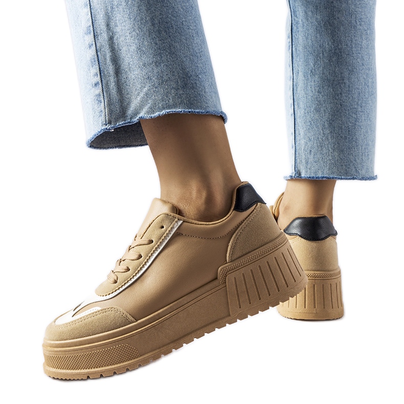 Inna Baskets beiges sur plateforme épaisse Seluci VL178P Kaki