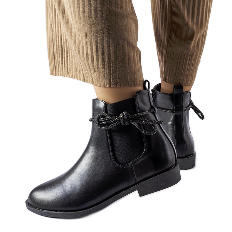 Bottines Chelsea classiques noires avec zircons Adua le noir