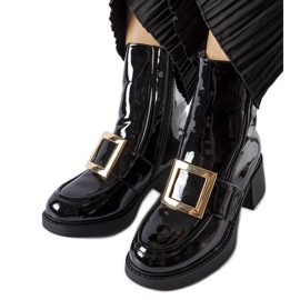 Bottines à talons hauts vernies noires par Girardi