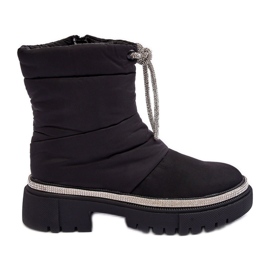PS1 Bottes de neige noires à talons plats décorées Plotia le noir