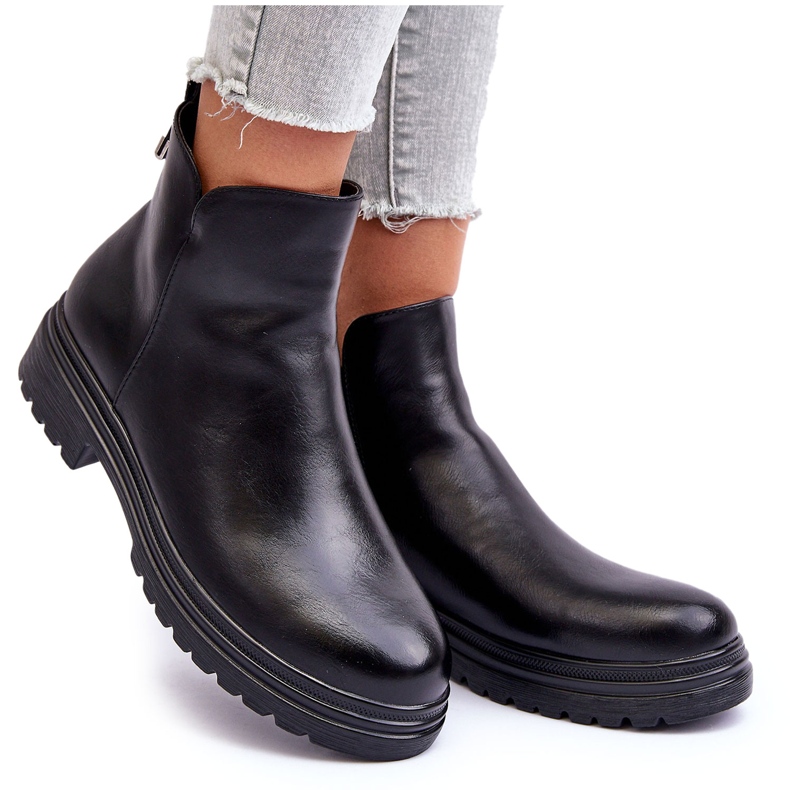 Bottines En Cuir À Tige Basse Noir Foteini le noir