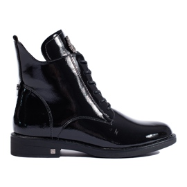 W. Potocki Bottines vernies noires à talon plat par Potocki le noir