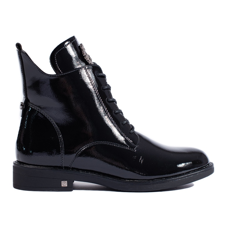 W. Potocki Bottines vernies noires à talon plat par Potocki le noir