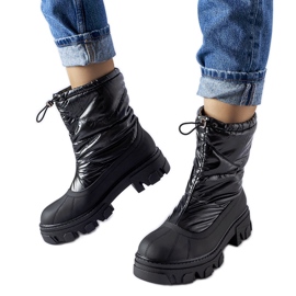 Boots de neige noires avec revers Cendrillon