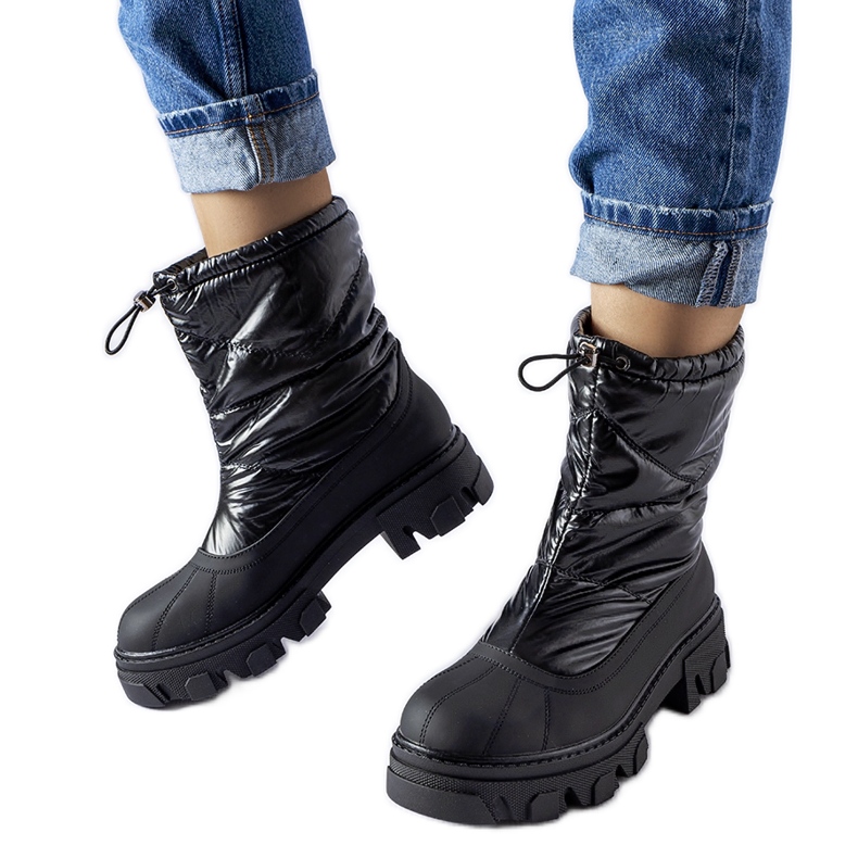 Boots de neige noires avec revers Cendrillon le noir