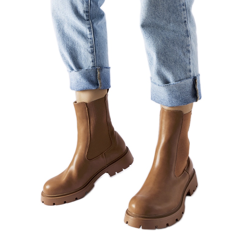 Bottines Chelsea hautes à enfiler marron de Verones brun