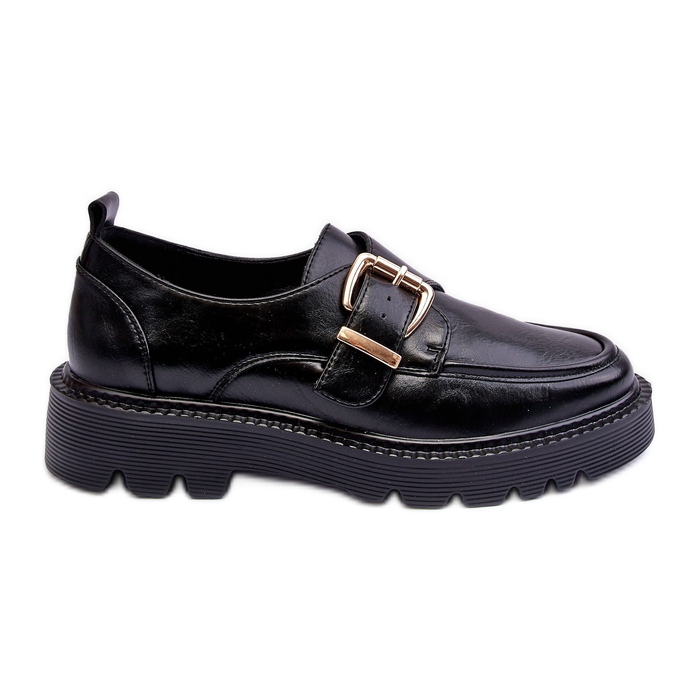 Vinceza Chaussures plates en cuir avec boucle, noir Meara le noir