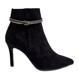 Vinceza Bottines isolées en daim à talon haut, Noir Anslei