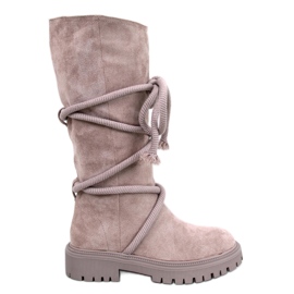 Spicer Boots en daim beige avec cordon