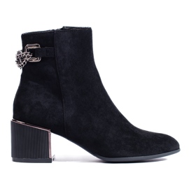 Bottines femme en daim noir avec un élégant talon Shelovet le noir