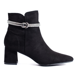 Bottines femme classiques en daim noir Shelovet le noir