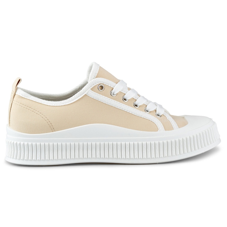 Baskets femme beiges à semelle blanche
