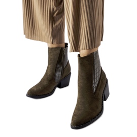 Bottines vertes en éco-daim à talon bas Sovere