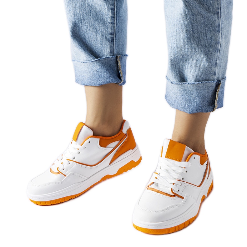 Inna Baskets Barrette blanches et orange