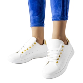 Baskets Bushnell blanches avec accents jaunes