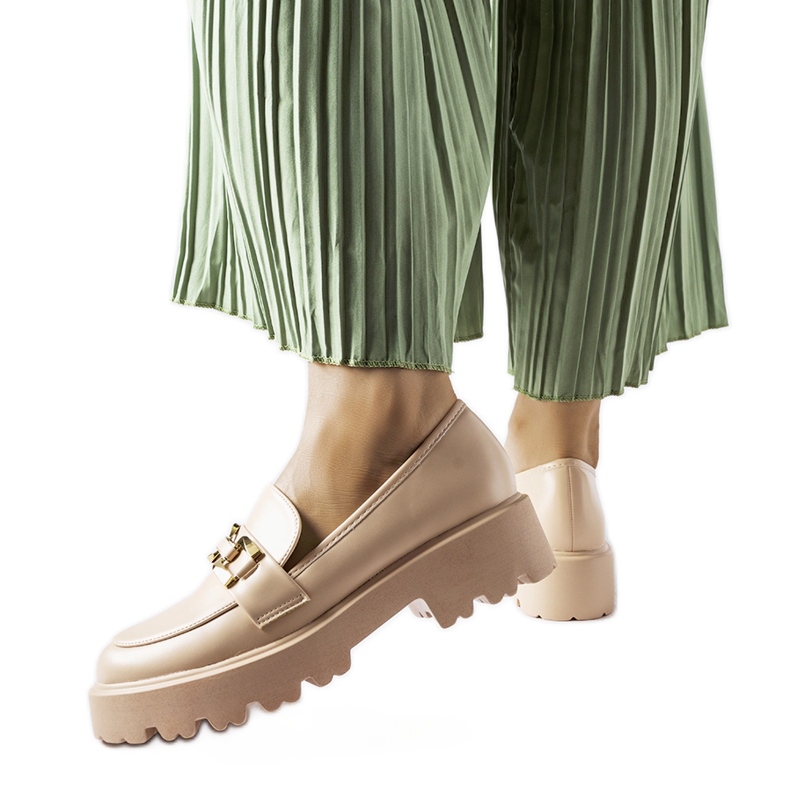 Inna Mocassins femme beige ornés d'une boucle Piazzo Inna Mocassins femme beige ornés d'une boucle Piazzo