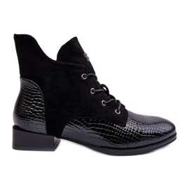 Vinceza Chaussures Plates en Cuir à Motif Animal Noir Tianeta