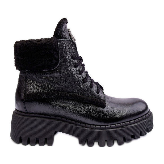 Bottines En Cuir Femme Noir Lemar Vergo le noir