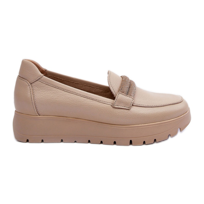 Chaussures Plateforme En Cuir Avec Décoration, Beige Clair Lemar Lehira