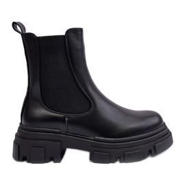 PS1 Bottines Chelsea en cuir Solita noires à talons plats et plateforme