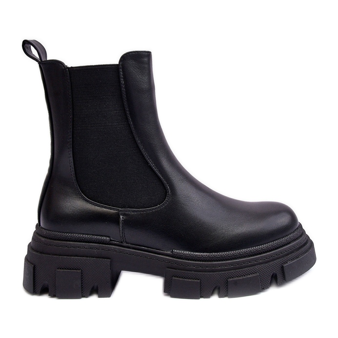 PS1 Bottines Chelsea en cuir Solita noires à talons plats et plateforme le noir